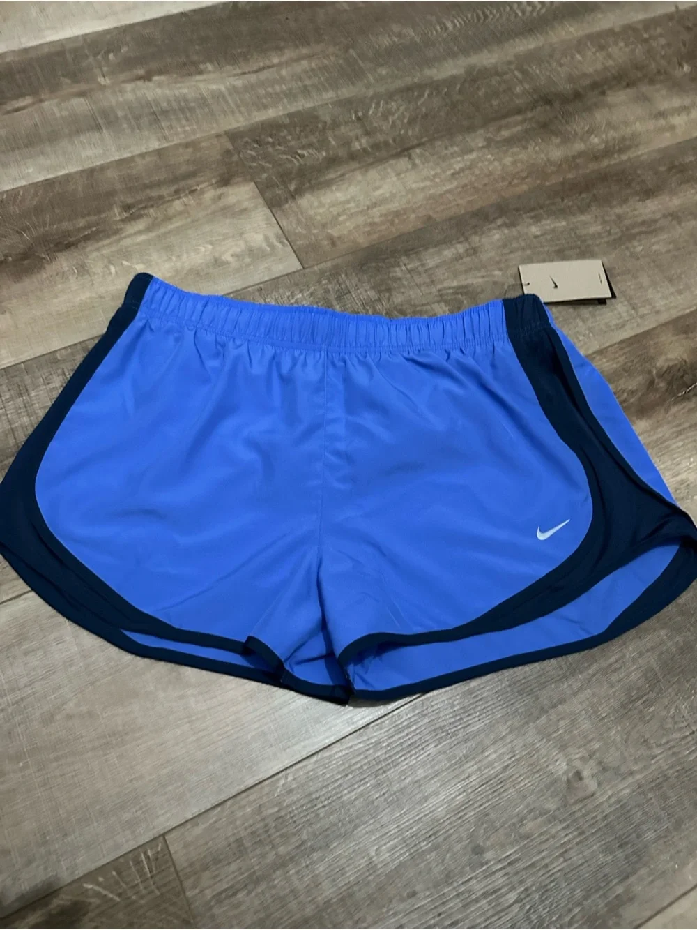 Nike Women's Bright Blue Athletic Shorts with Navy Trim
